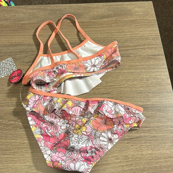 NWT Floral Pink Kids Swim Set 2 piece UPF 50 - Picture 4 of 5